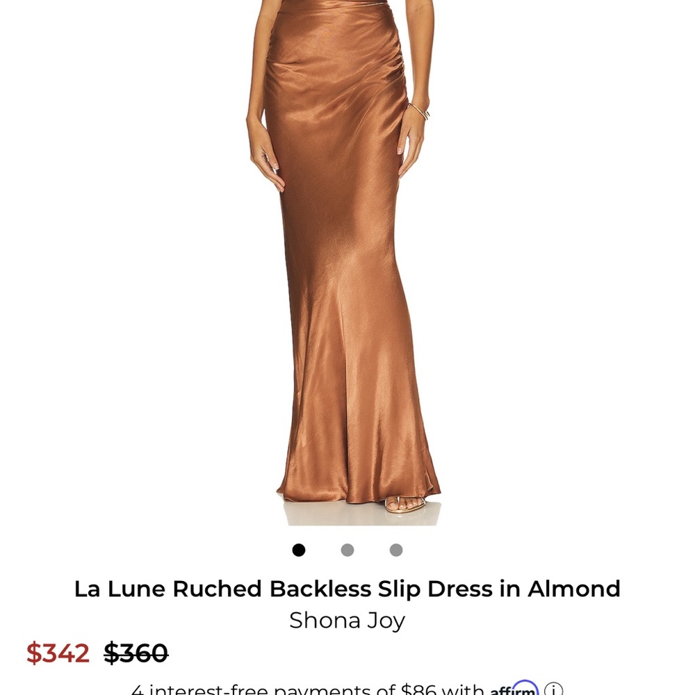 NWT Shona Joy La Lune Ruched Backless Slip Maxi Dress Almond US 6